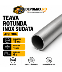 Teava rotunda inox sudata AISI 304, 18 x 1 mm, 6 metri